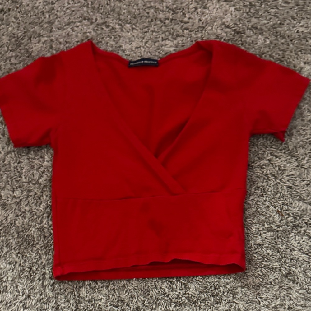 Brandy Melville Red V-Neck Crop Top
